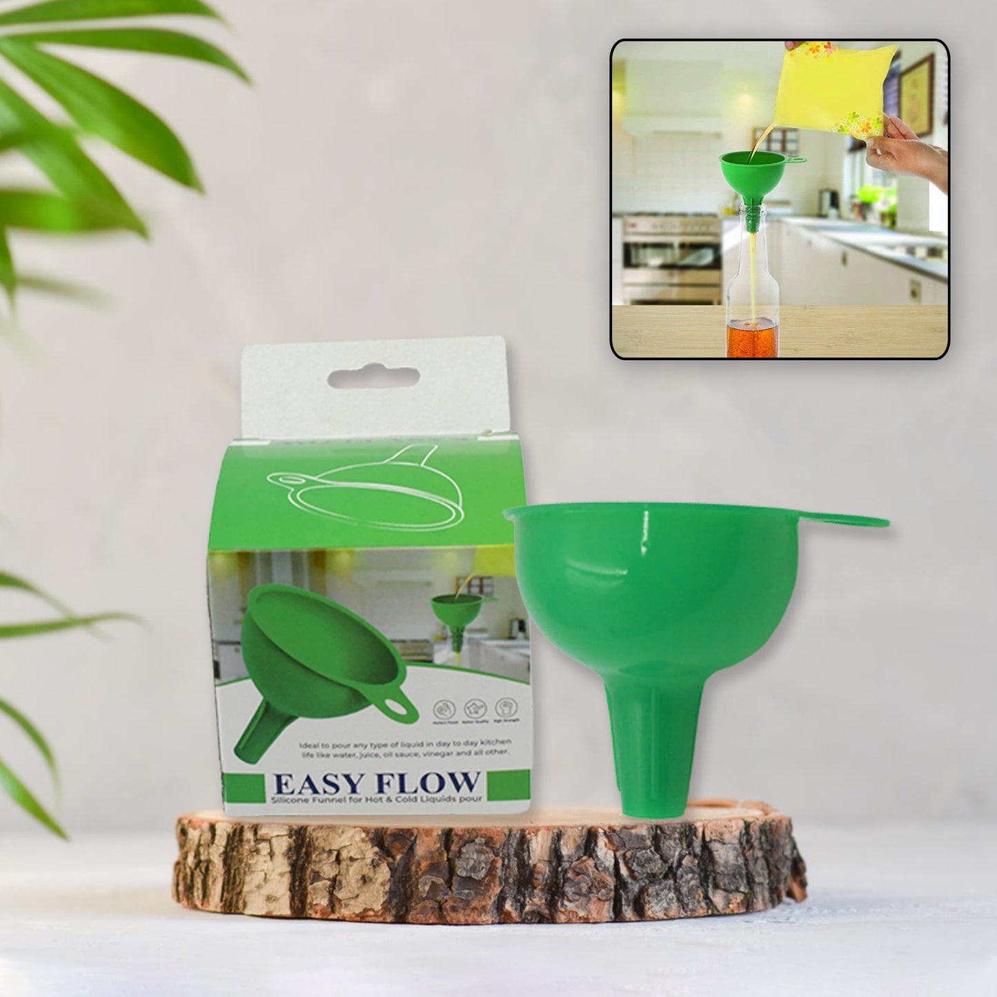 4237 Silicone Funnel For Pouring Oil Sauce Water Juice And Small Food-grainsfood Grade Silicone Funnel (1 Pc Green) - Happy Price - Image 2