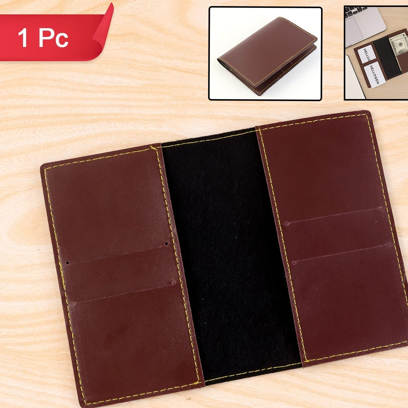 PU Leather Slim Travel Wallet & Card Holder - Tri-Fold Design (1 Pc) - Happy Price - Image 1