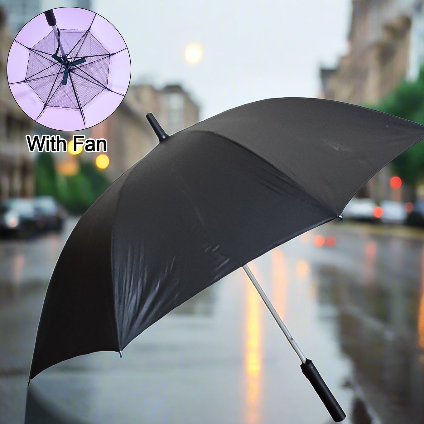 Sun Umbrella With Inside Fan  Power Bank Umbrellas For Summer (1 Pc) - Happy Price - Image 1