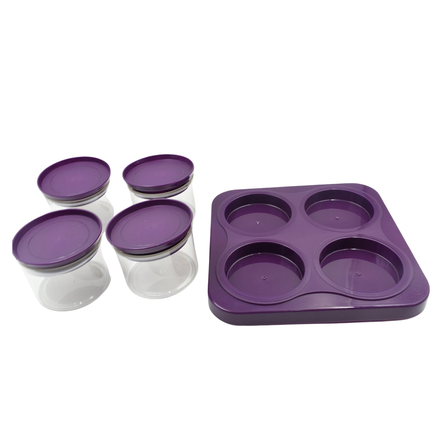 Airtight Plastic 4 Pc Storage Container Set With Tray Dry Fruit Plastic Storage Container Tray Set With Lid  Serving Tray For Kitchen - Happy Price - Image 2