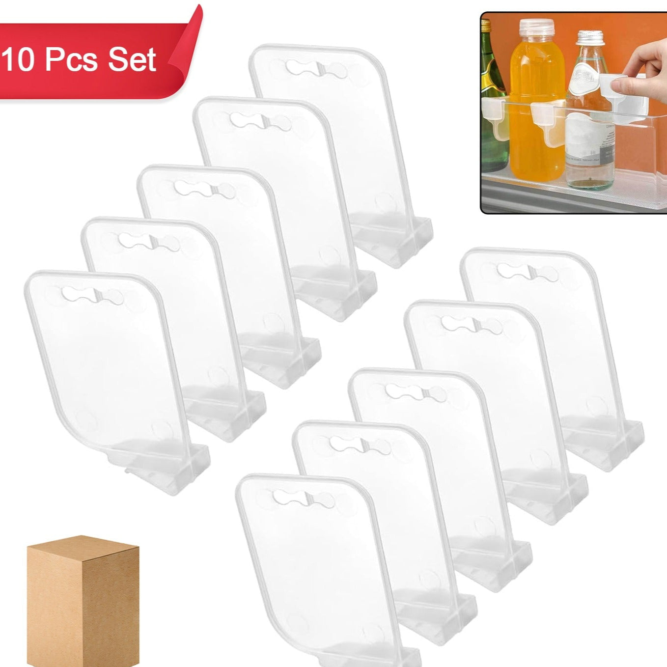 Multi-Purpose Plastic Storage Baskets – 10-Piece Space-Saving Organizer for Home & Refrigerator - Happy Price - Image 1