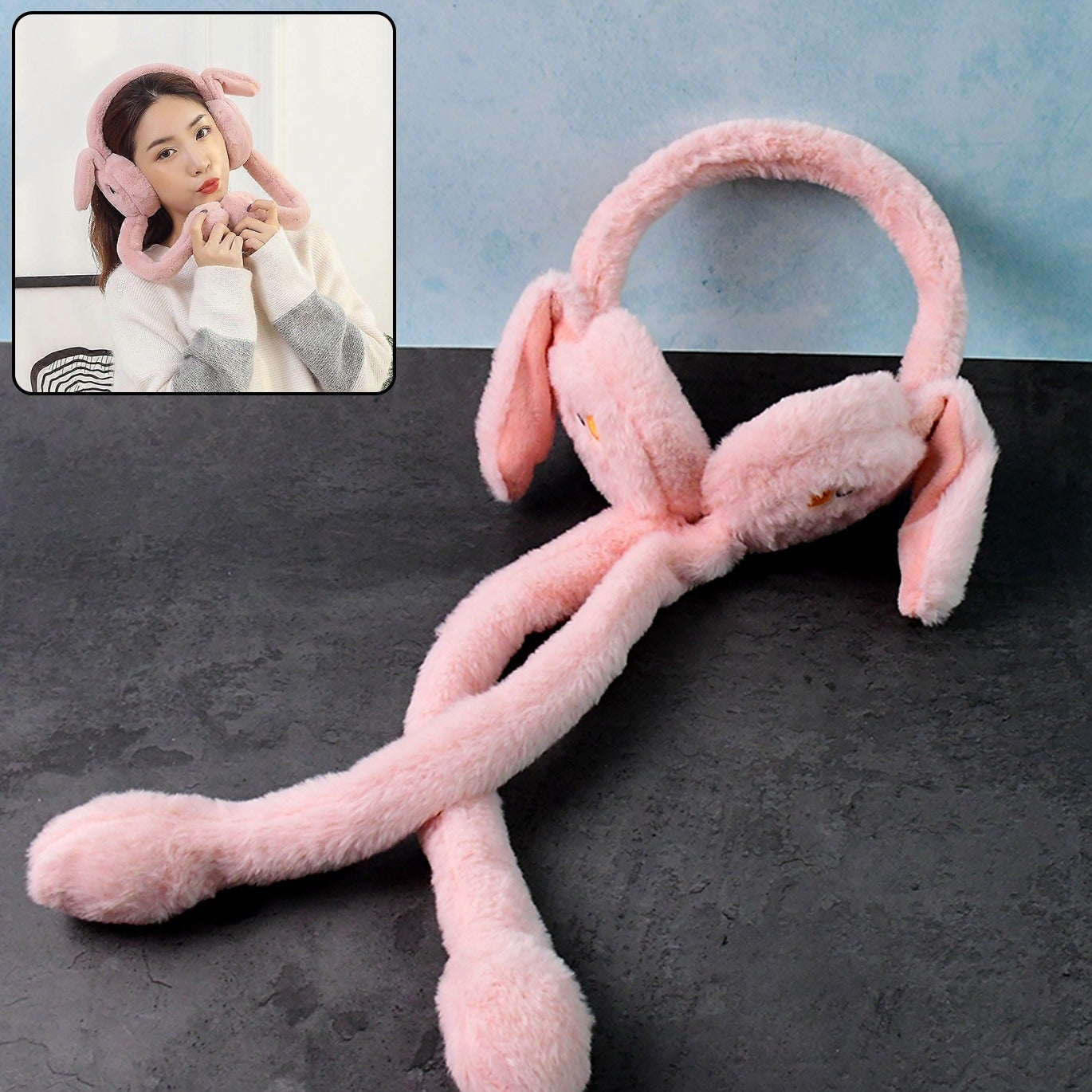 Cute Jumping Rabbit Ear Plush Earmuffs (1 Pc) - Warm Winter Ear Protection - Happy Price - Image 1