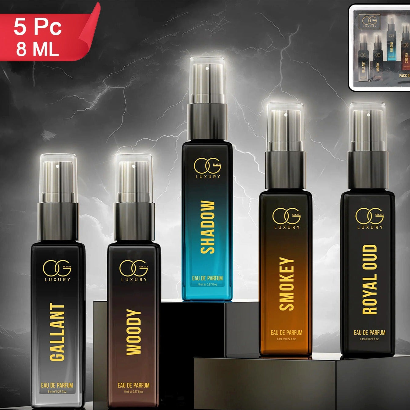 OG Beauty Luxury Men's Perfume Set - 5 x 8 ML Eau de Parfum Collection - Happy Price - Image 1
