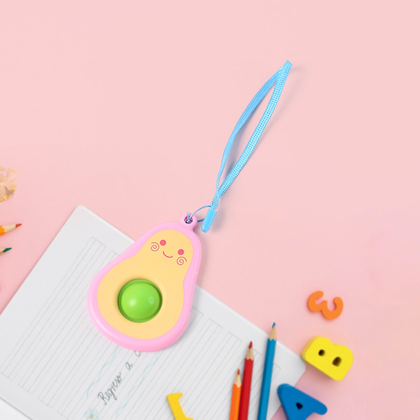 Cute Avocado-shaped Mini Push Pop Keychain Toy With Strap (1 Pc) - Happy Price - Image 4