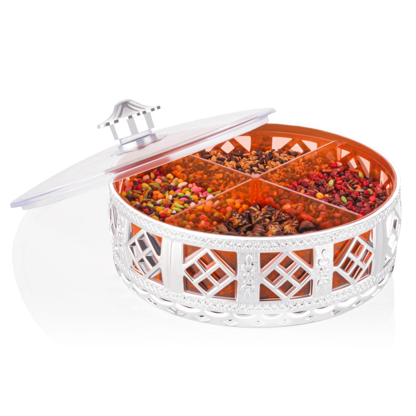 Multipurpose Dry Fruit Box 4 Section Dry Fruit Round Silver Gift Box (1 Pc) - Happy Price - Image 5