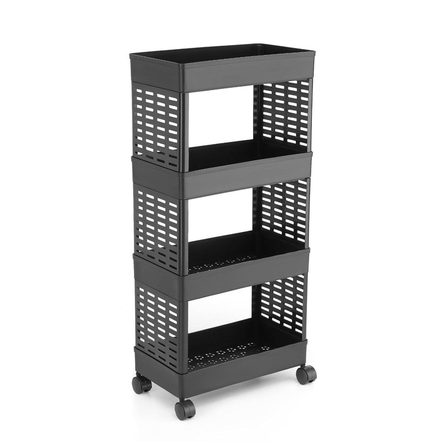 4-Tier Movable Plastic Storage Trolley with Wheels - Happy Price - Image 5