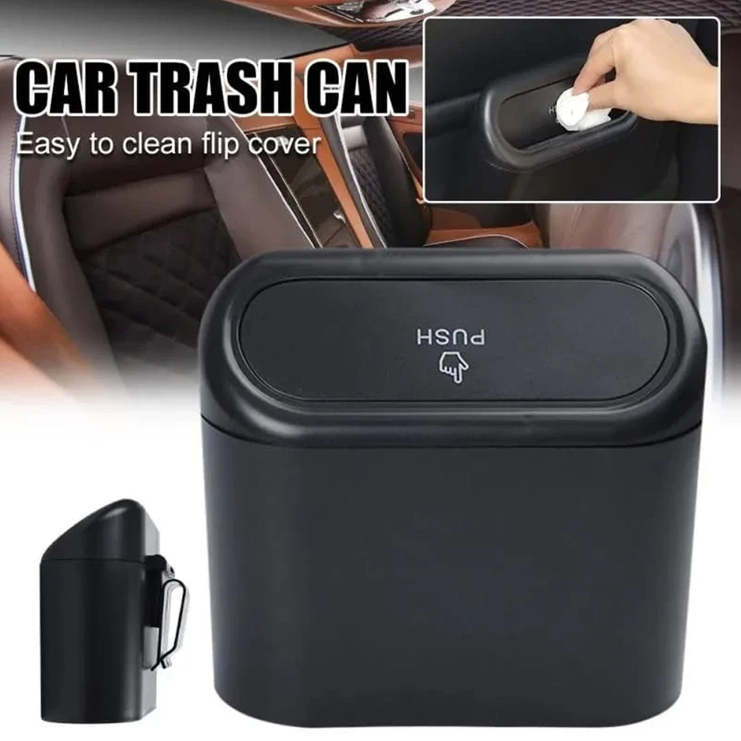 Compact Car Dustbin with Lid - Waterproof & Leak-Proof Vehicle Organizer (1 Pc) - Happy Price - Image 3