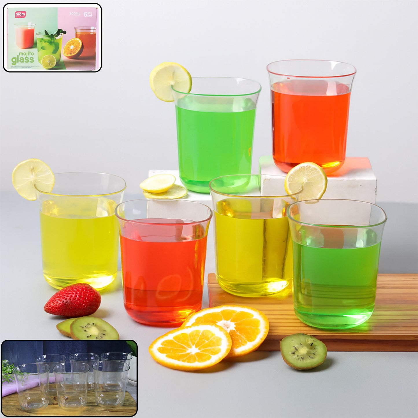 Set of 6 Plastic Mojito Glasses, 300ml Each, Transparent - Happy Price - Image 7