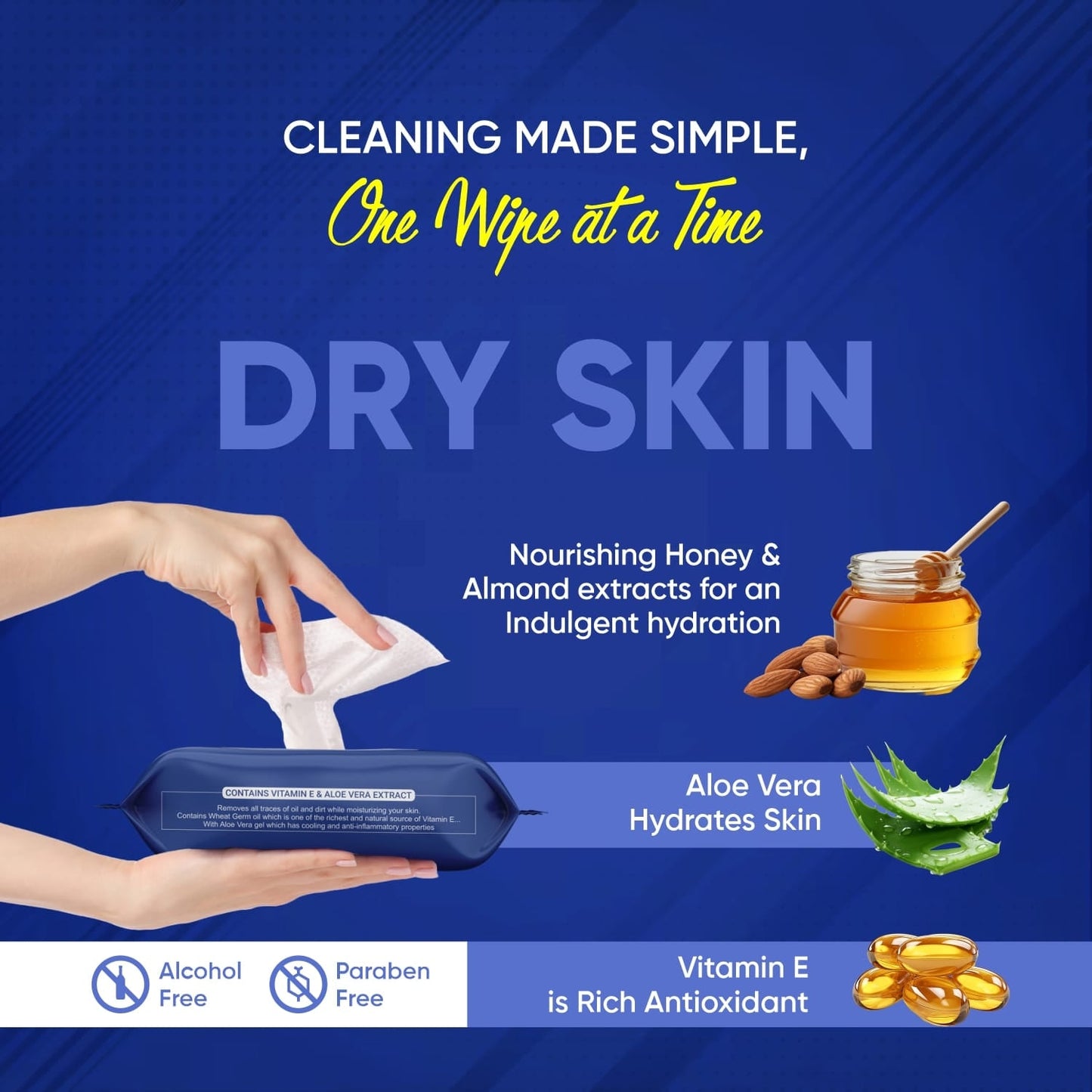 Beautiful Basics Dry Oily Sensitive  Normal Skin Face Wipes (4 Pkts X 100 Pcs Wipes) - Happy Price - Image 2