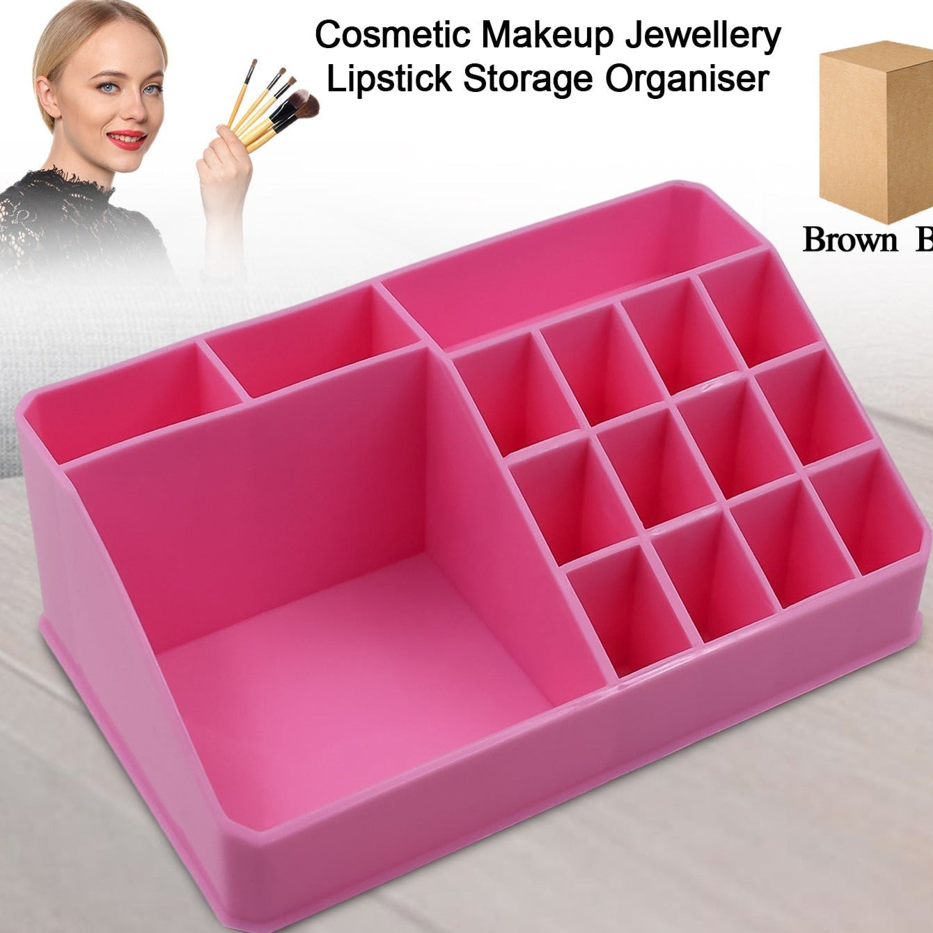 Makeup Organiser Cosmetic Makeup Lipstick Storage Box With Drawer Plastic Case Holder Skin Care Products (1 Pc) - Happy Price - Image 1