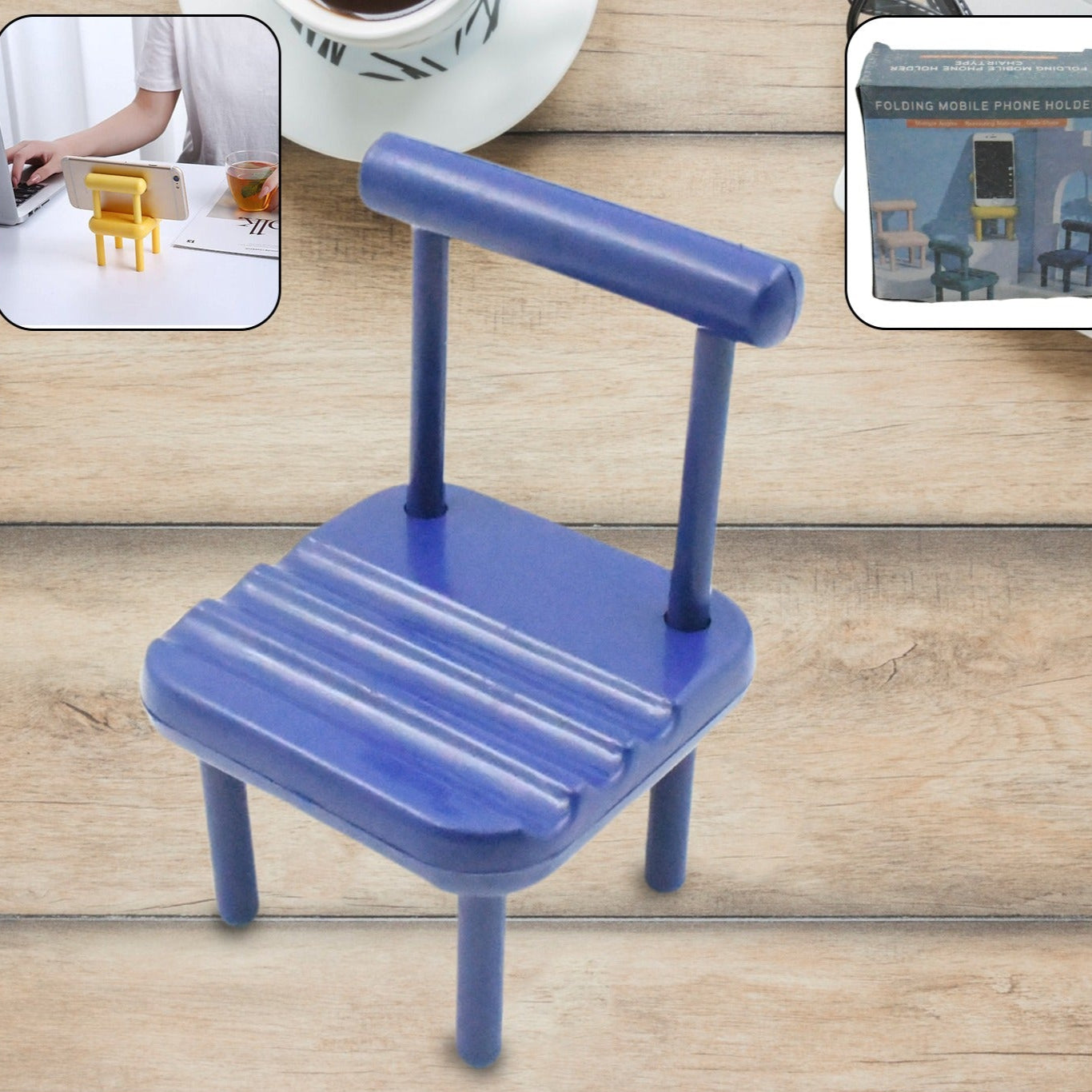 Mobile Phone Holder Mini Chair Cell Phone Stand Portable Smartphone Dock Cellphone Holder For Desktop Design Compatible With All Mobile Phones (1 Pc) - Happy Price - Image 1