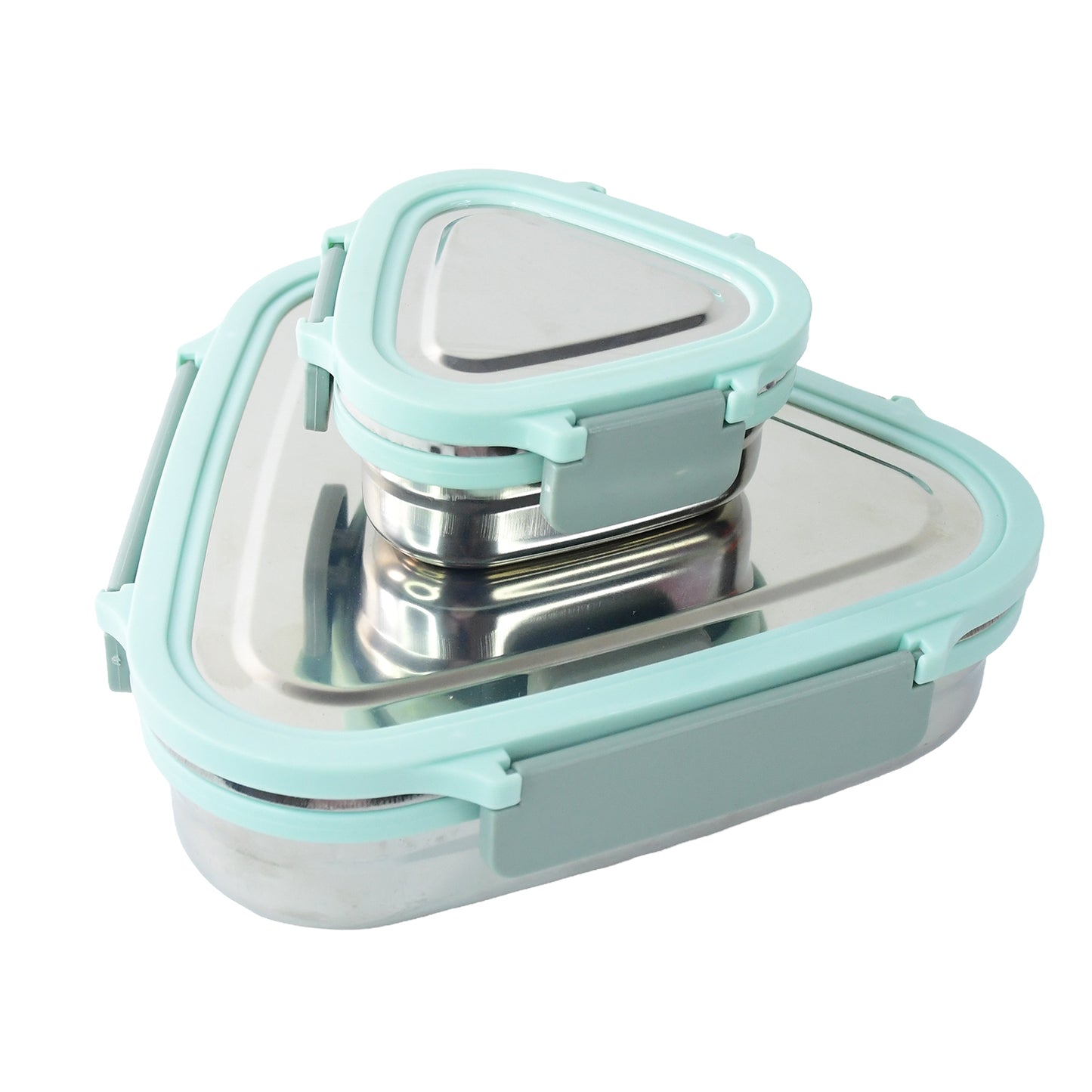Ganesh Trinity 2-piece Stainless Steel Triangle Lunch Box Set - Happy Price - Image 2