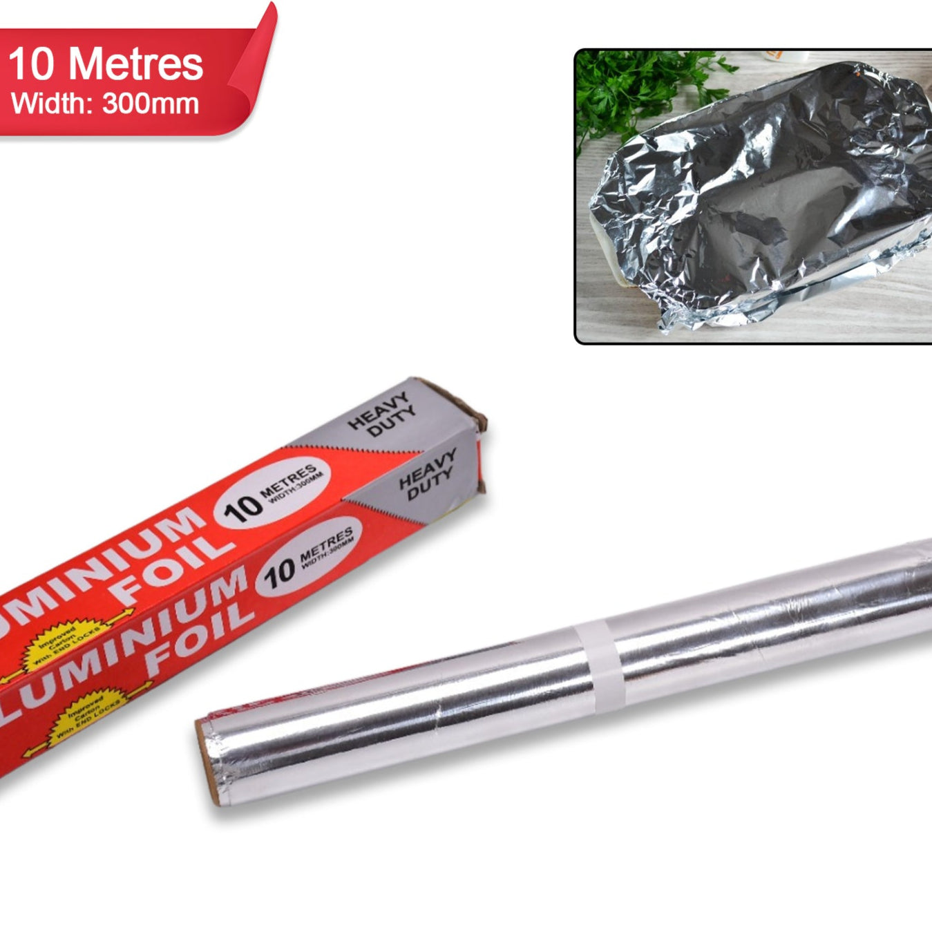 Aluminum Foil Roll Heavy Duty Non Stick Thick Aluminum Foil Sheet Baking Grilling Tool (10mx300mm) - Happy Price - Image 1