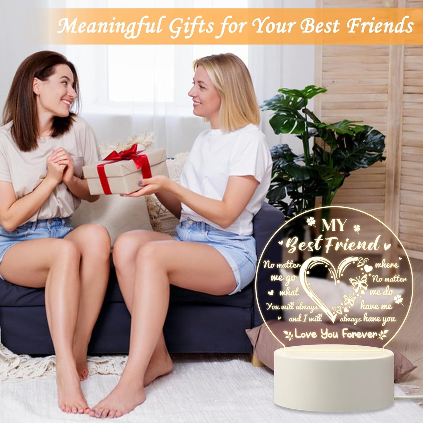 3D Illusion LED Night Lamp - Heart & Best Friend Design - Happy Price - Image 4