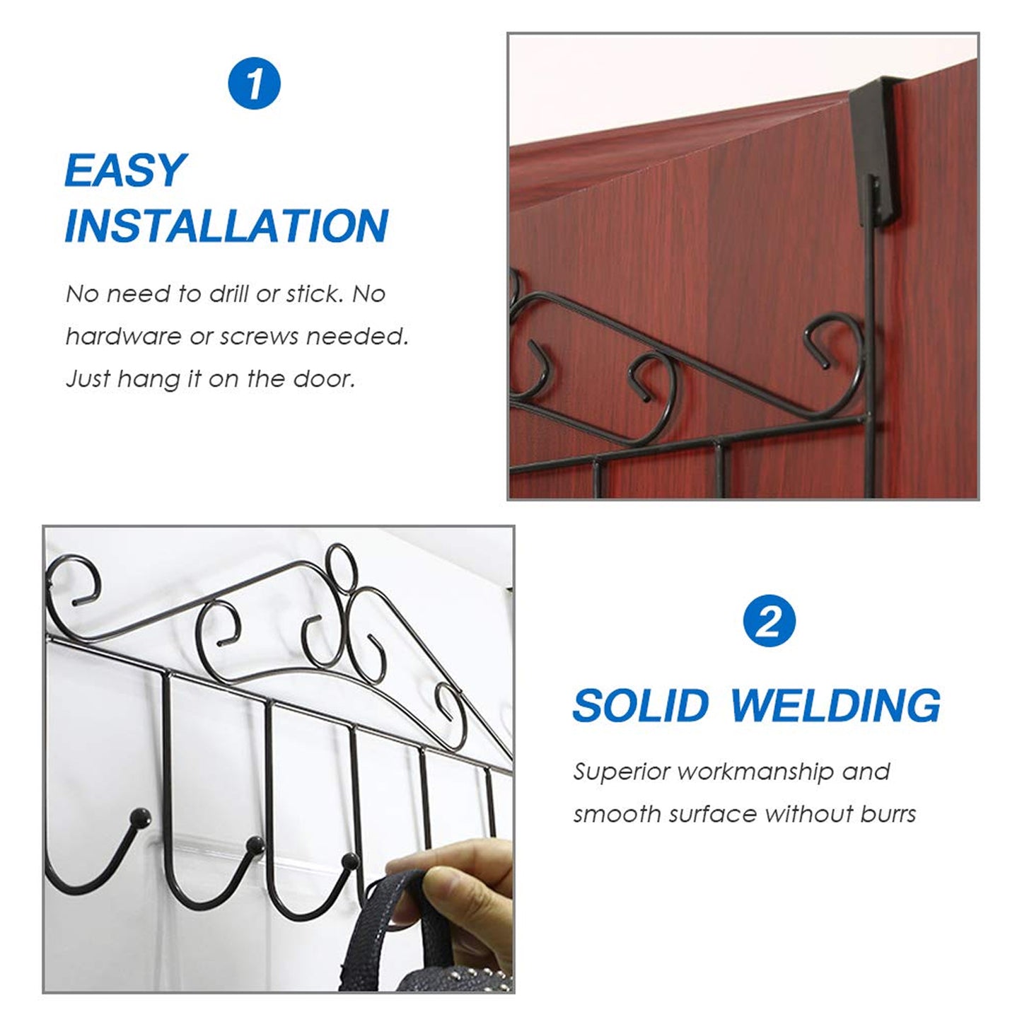 Over The Door Hanger Rack 7 Hooks Decorative Ognazier Hook Rack Stylish Door Hanger Door Hook Hangers With 7 Hooksmetal Hanging Rack For Home Office Use - Happy Price - Image 7