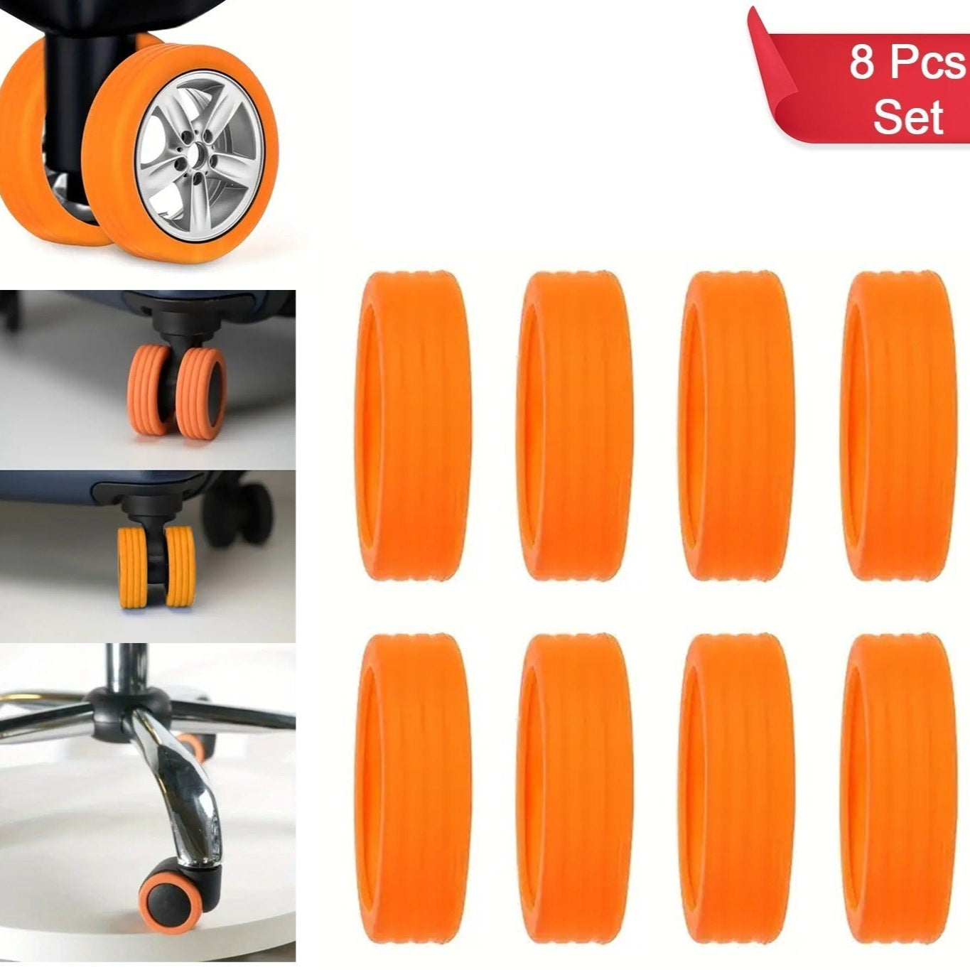 Luggage Wheel Covers 8  4 Pcs Luggage Wheel Covers For Suitcase Reduce Noise For Travel Luggage Suitcase Silicone Suitcase Wheels Cover For Protect Suitcase Wheels (8 Pcs  4 Pc Set) - Happy Price - Image 1