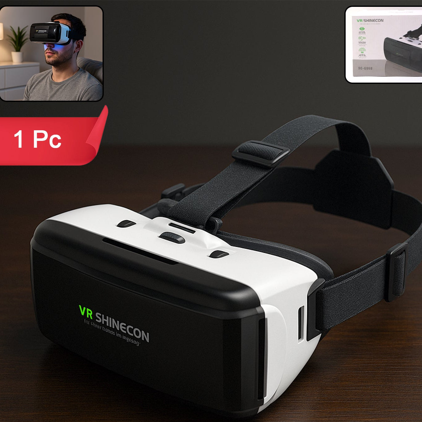 Immersive 3D VR Headset for Smartphones - Comfortable Fit, Adjustable Lenses (1 Pc) - Happy Price - Image 1