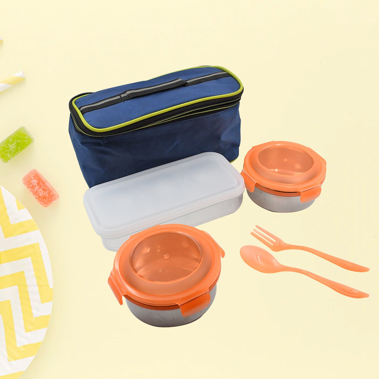 Airtight  Leak Proof Stainless Steel Container Multi Compartment Lunch Box Carry To All Type Lunch In Lunch Box  Premium Quality Lunch Box Ideal For Office  School Kids  Travelling Ideal (3 Different Lunch Box) - Happy Price - Image 5