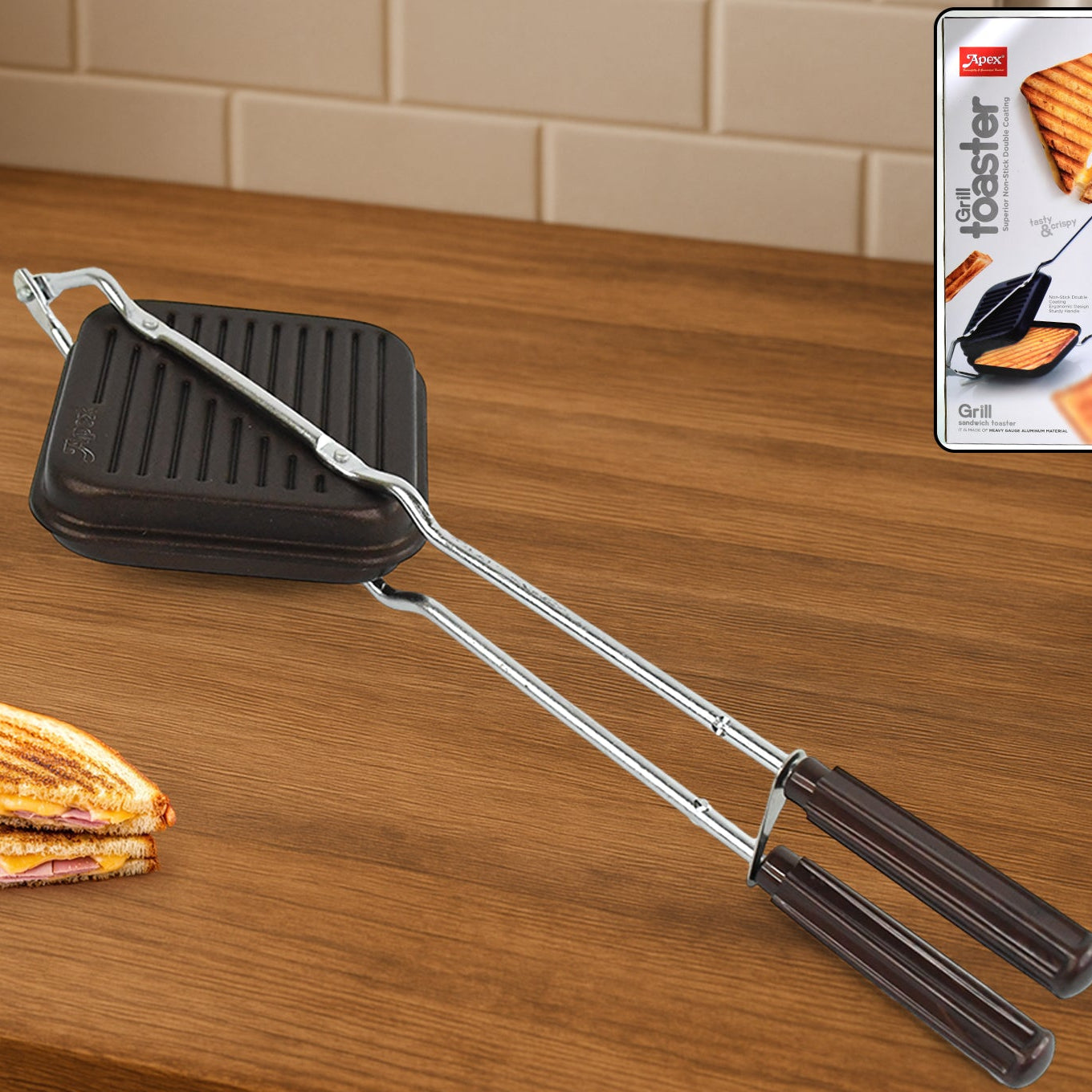 Apex Heavy Gauge Aluminium Grill Sandwich Toaster - Happy Price - Image 1