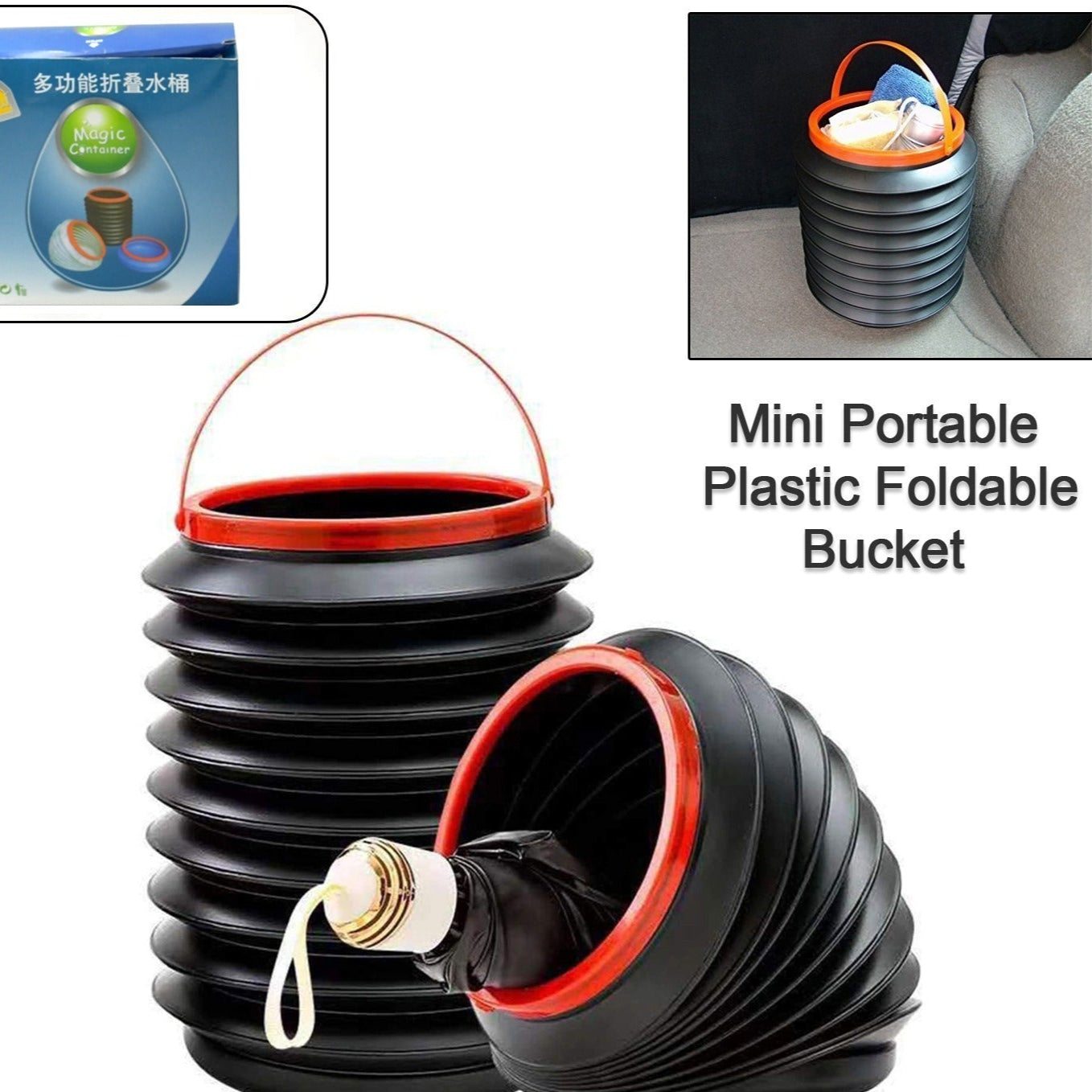 Foldable Storage Bucket  Water Container  Dustbin Multiuse Bucket For Home  Car  Kitchen Use Bucket - Happy Price - Image 1