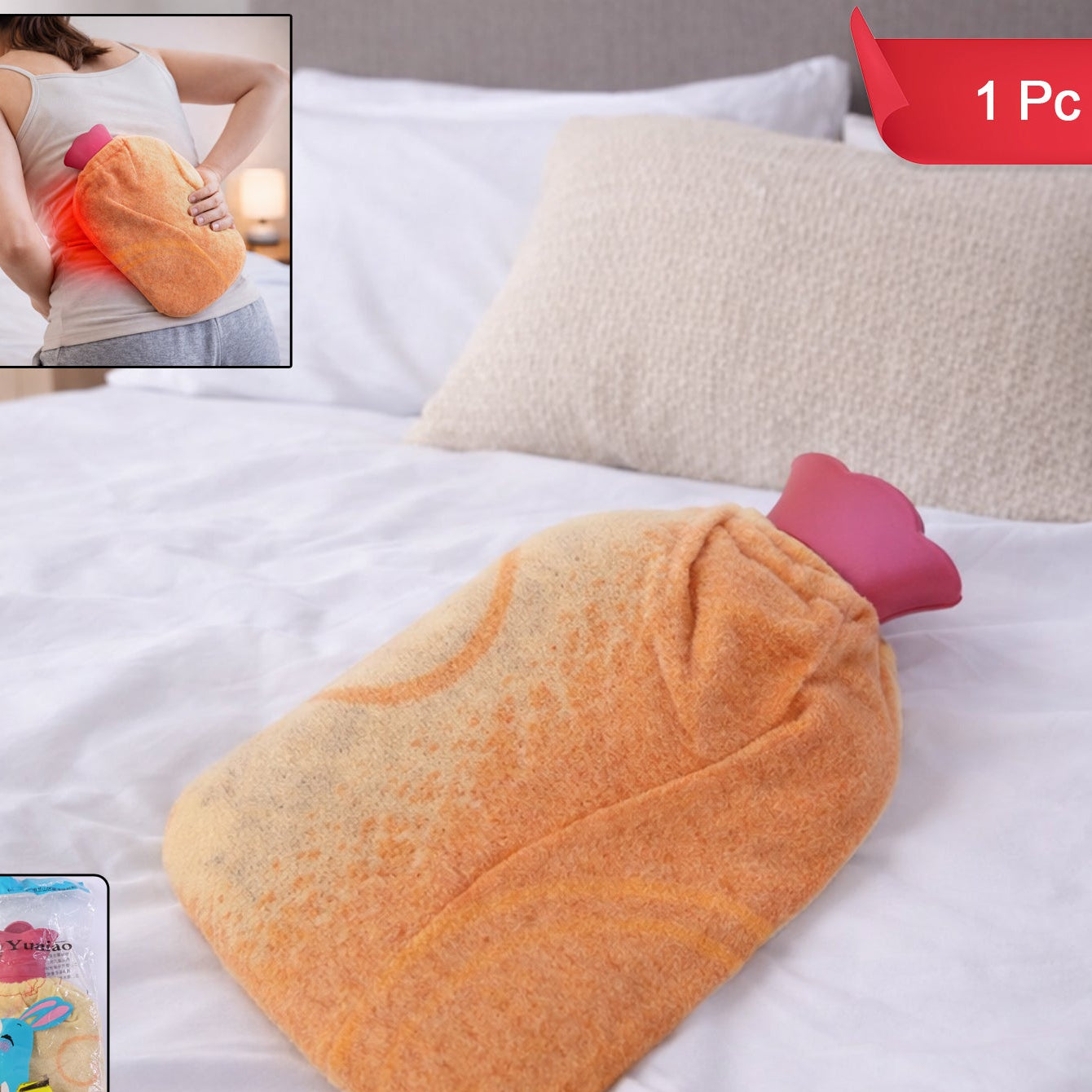 Soft Cover Reusable Hot Water Bag for Pain Relief & Warmth - 1 Pc - Happy Price - Image 1