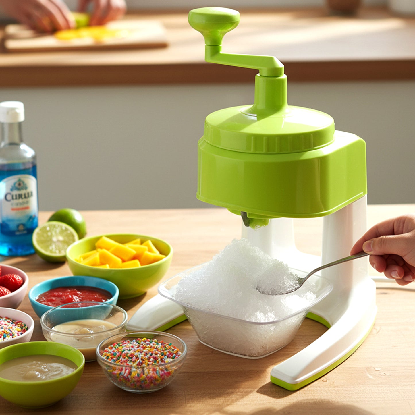 Manual Hand Crank Ice Crusher with Bowl & Cups - 1 Set Mix Color - Happy Price - Image 6