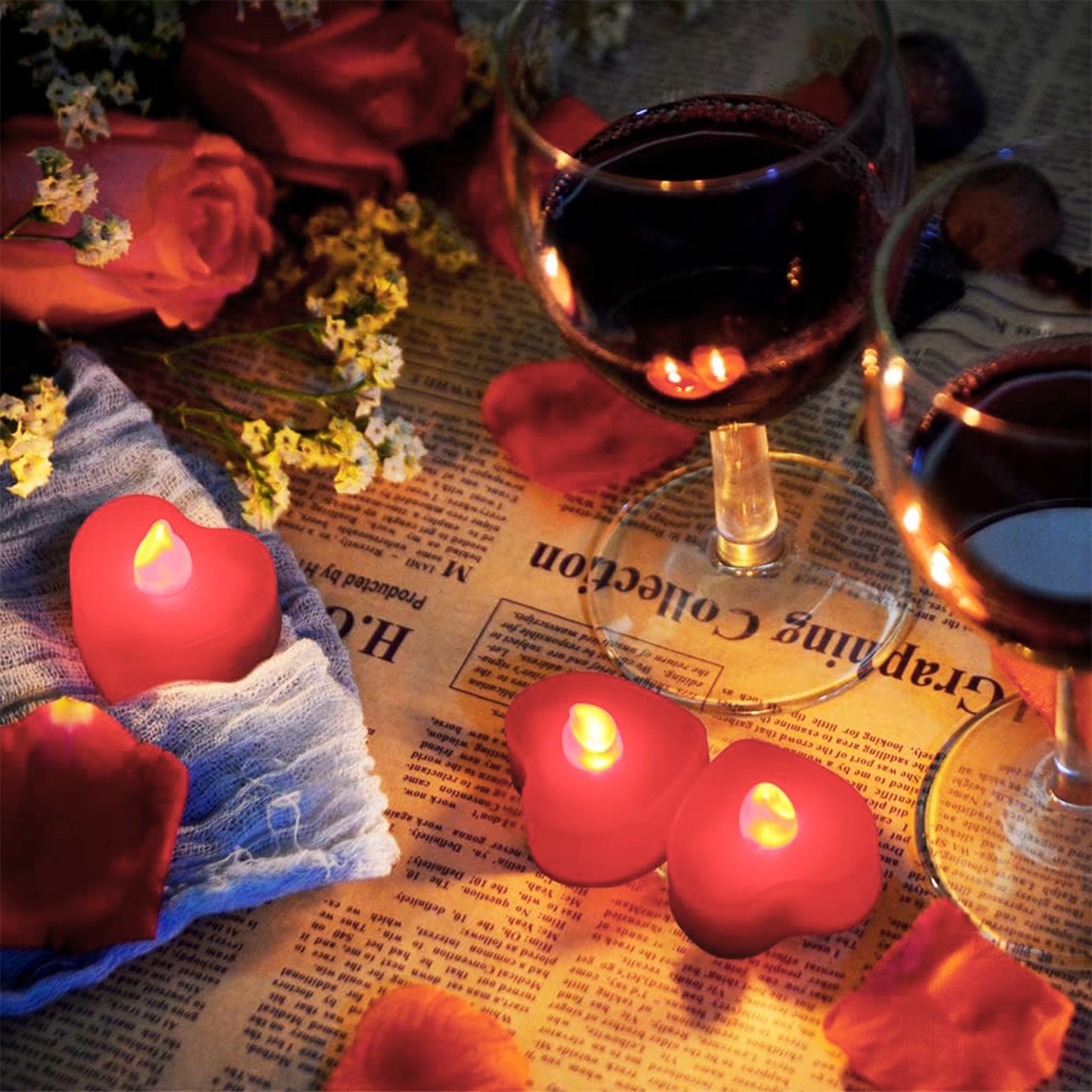 Heart Shape LED Flameless Candles - Set of 6