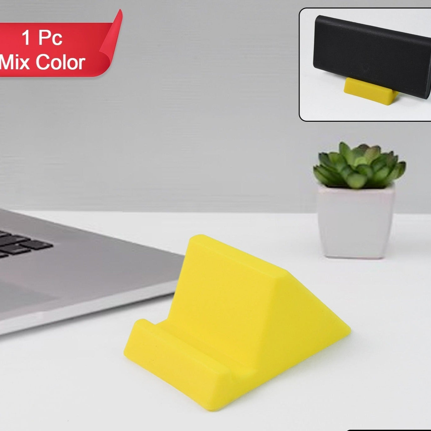 Compact Plastic Mobile Phone Holder Stand (1 Pc  Mix Color) - Happy Price - Image 1