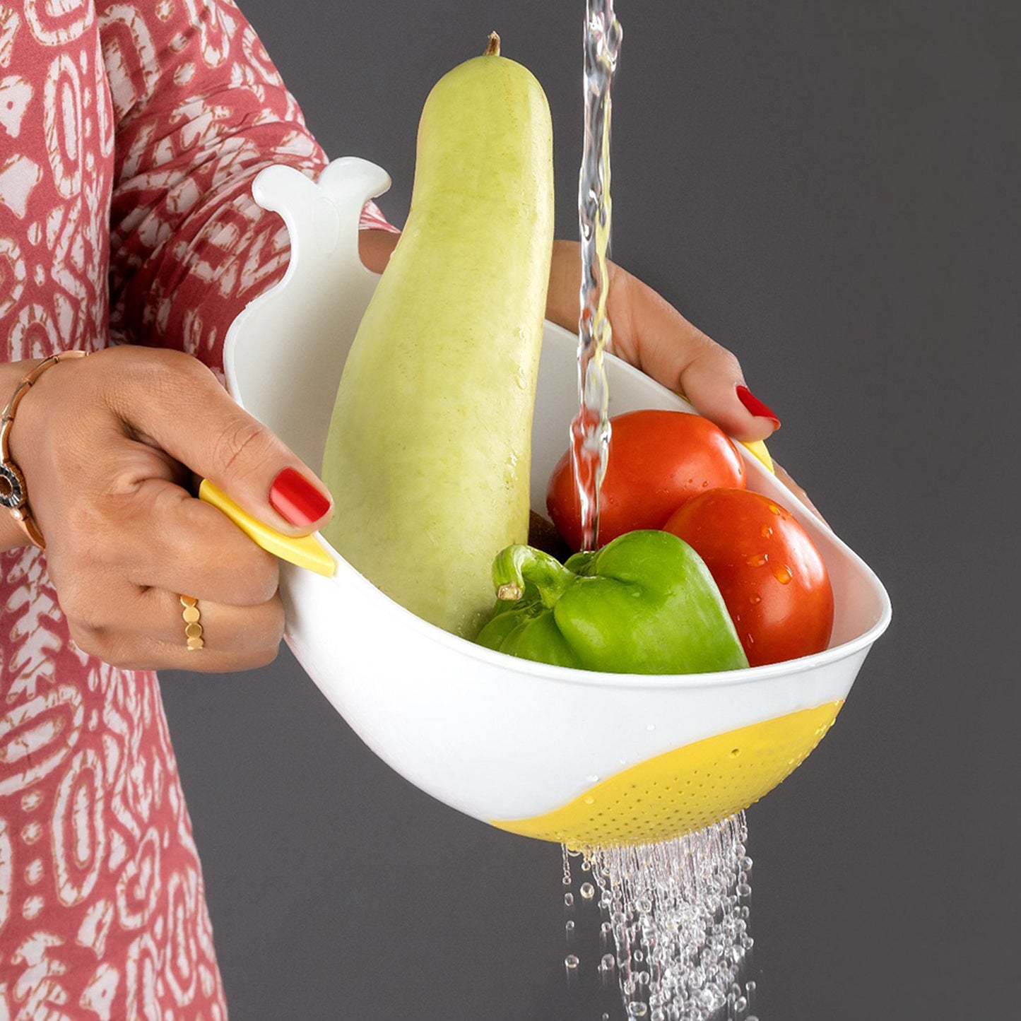 2-Piece Plastic Kitchen Bowl with Built-in Strainer for Washing Grains and Produce - Happy Price - Image 3