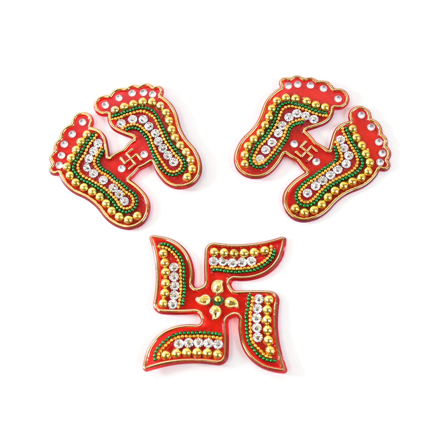 Decorative Laxmi Charan (Pagla)  Swastik Combo Set (3pc Set) - Happy Price - Image 7