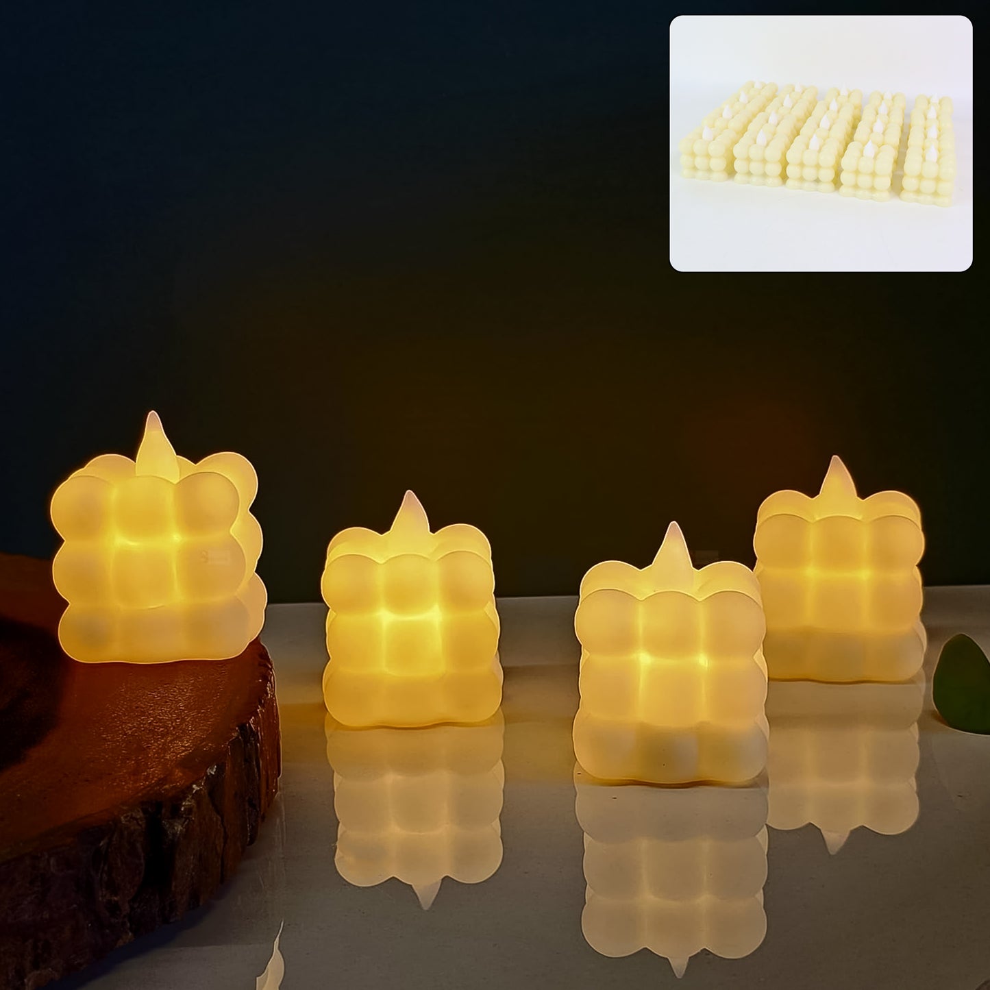 24 Pc LED Flameless Cube Candles - Safe Decorative Lights for Home & Events - Happy Price - Image 7