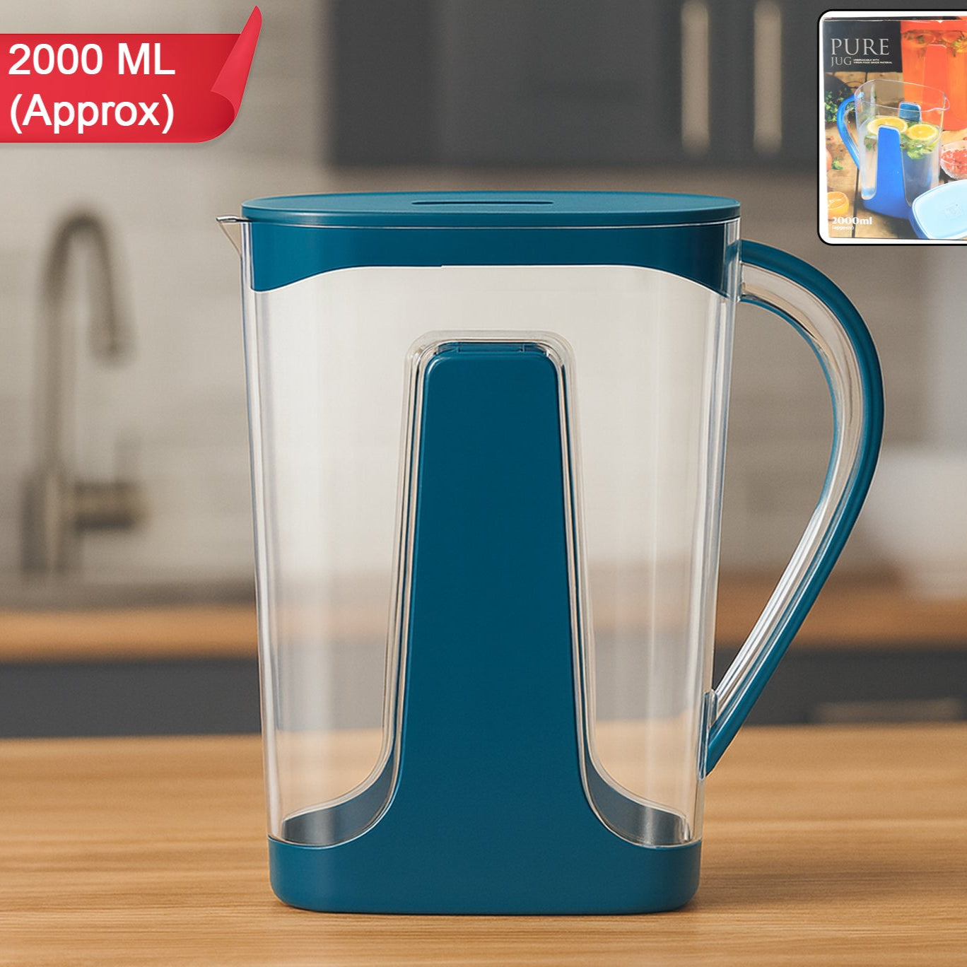 2000ml Transparent Water Jug with Handle and Lid - Happy Price - Image 1