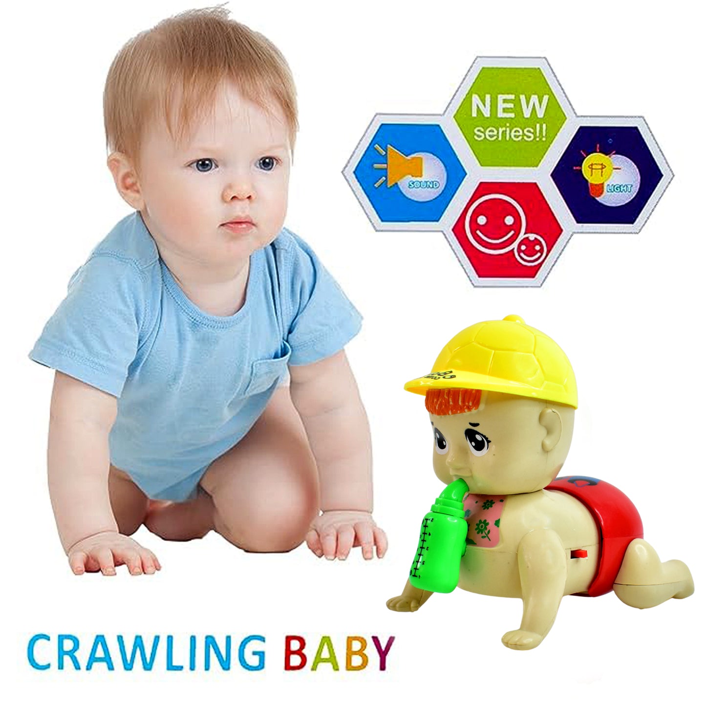 Battery Operated Crawling Baby Toy with Music & Lights for Toddlers - Happy Price - Image 7