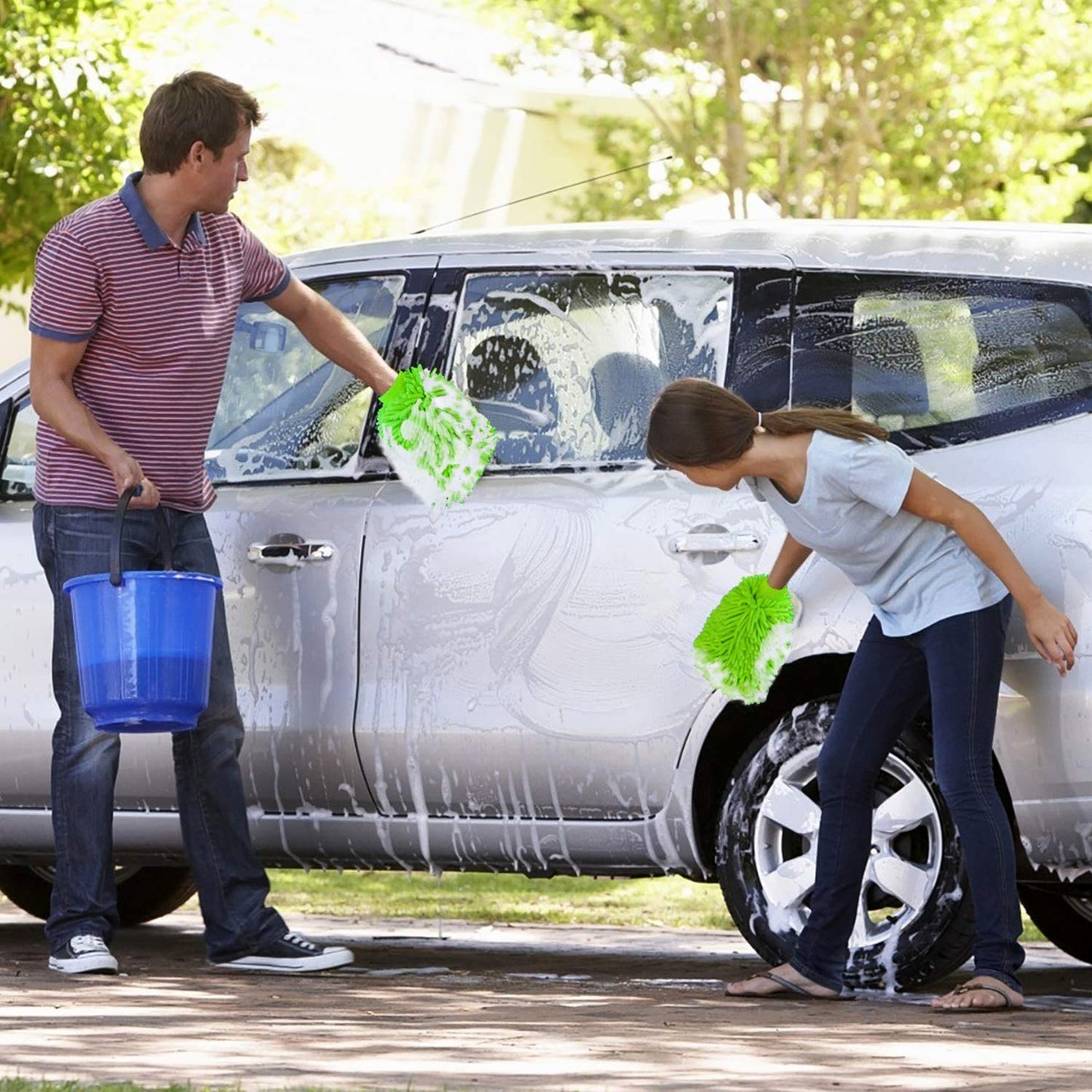 Microfiber Car Wash Glove Mitt For Carbikehome  Surface - Happy Price - Image 4