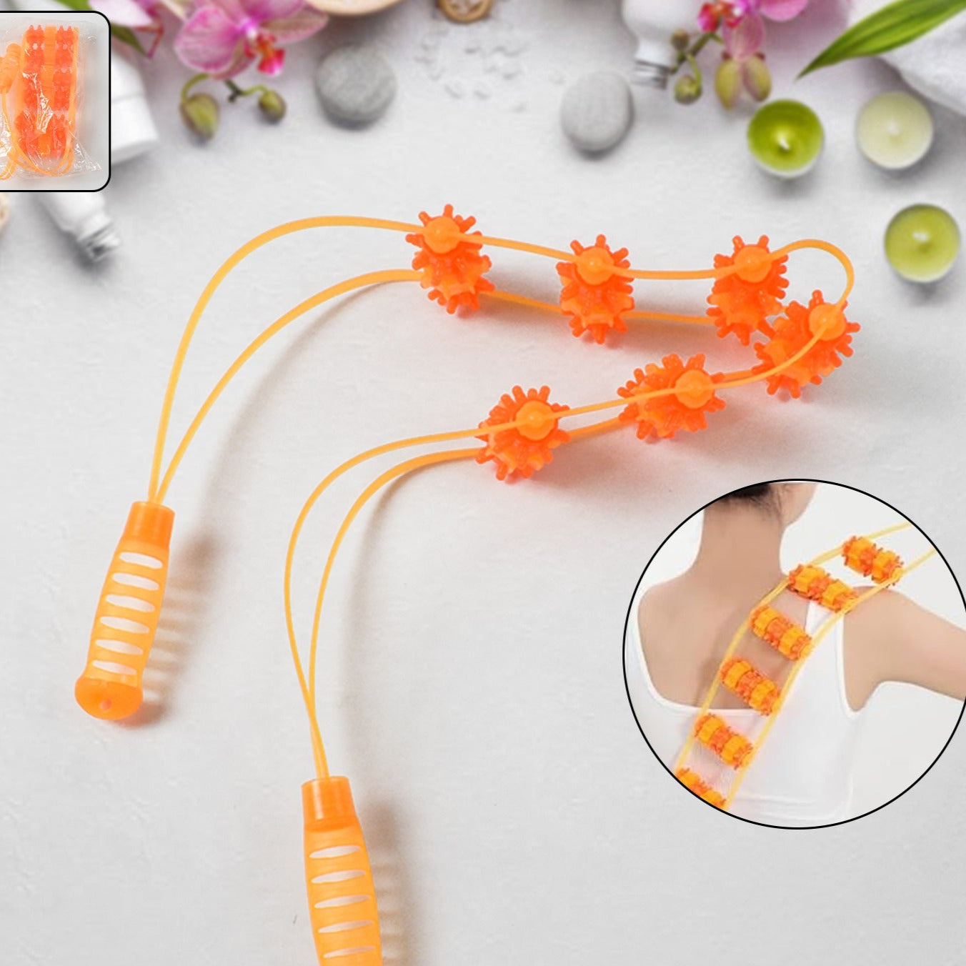 Handheld Back Massage Roller Rope (1 Pc) - Happy Price - Image 1