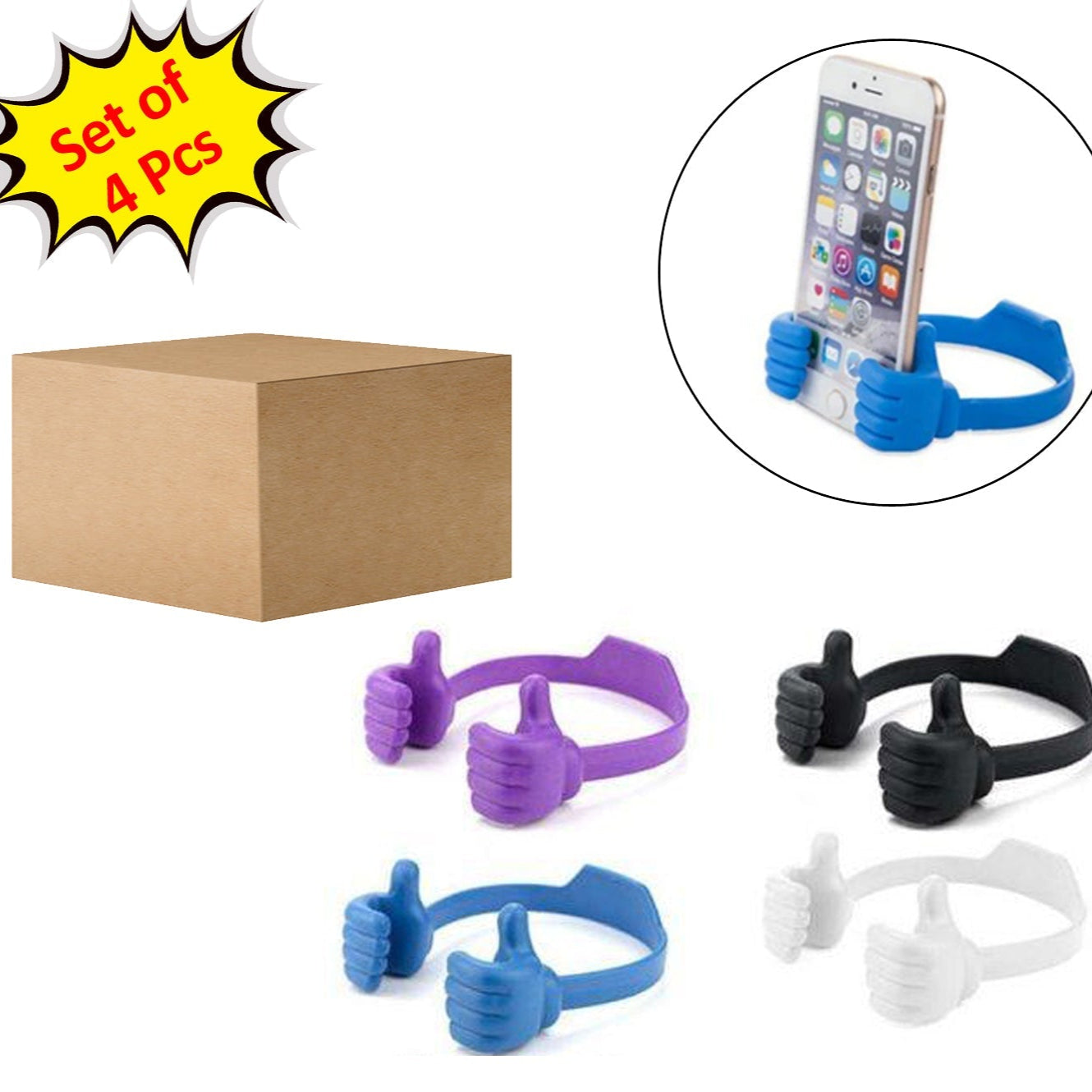 4 Pc Hand Shape Mobile Stand Used In All Kinds Of Places Including Household And Offices As A Mobile Supporting Stand. - Happy Price - Image 1