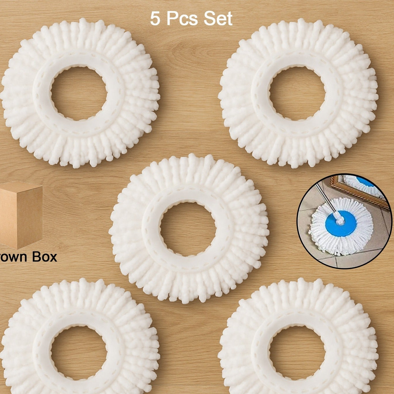 Microfiber Spin Mop Head Refills - 5 Piece Set for 360° Cleaning - Happy Price - Image 1
