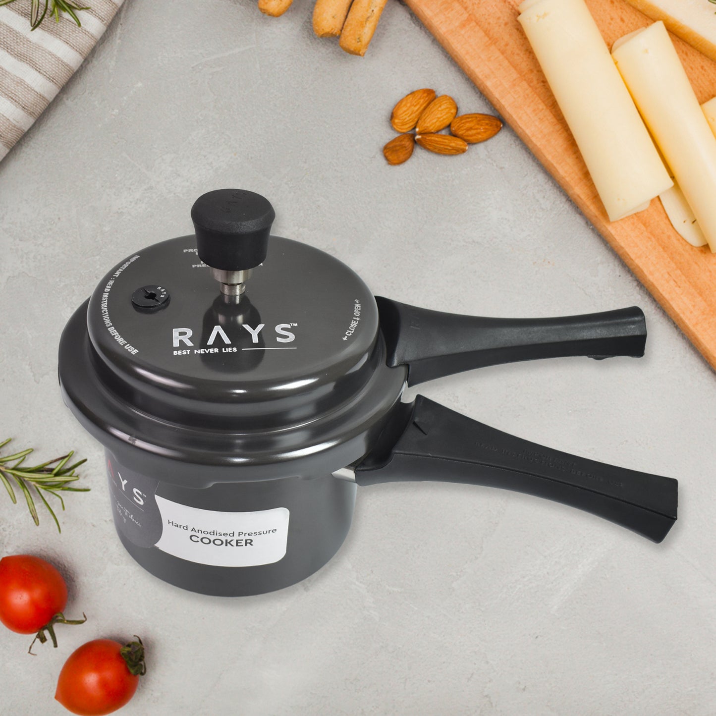 Aluminium Rays Black Beauty Pressure Cookers With Outer Lid (1.5 Litres) - Happy Price - Image 6