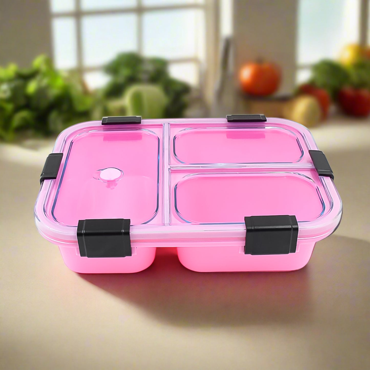 Plastic 3 Compartment Insulated Lunch Box Lunch Box (1 Pc) - Happy Price - Image 6