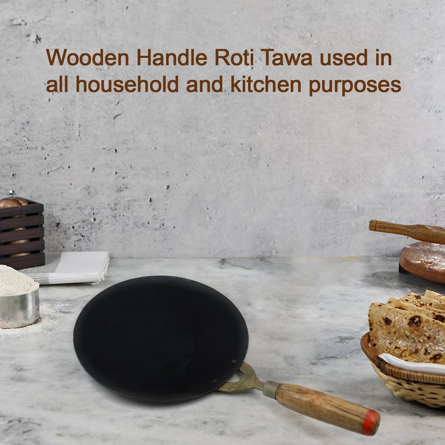 Wooden Handle Roti Tawa Used In All Household And Kitchen Purposes For Making Rotis And Parathas Etc. - Happy Price - Image 4