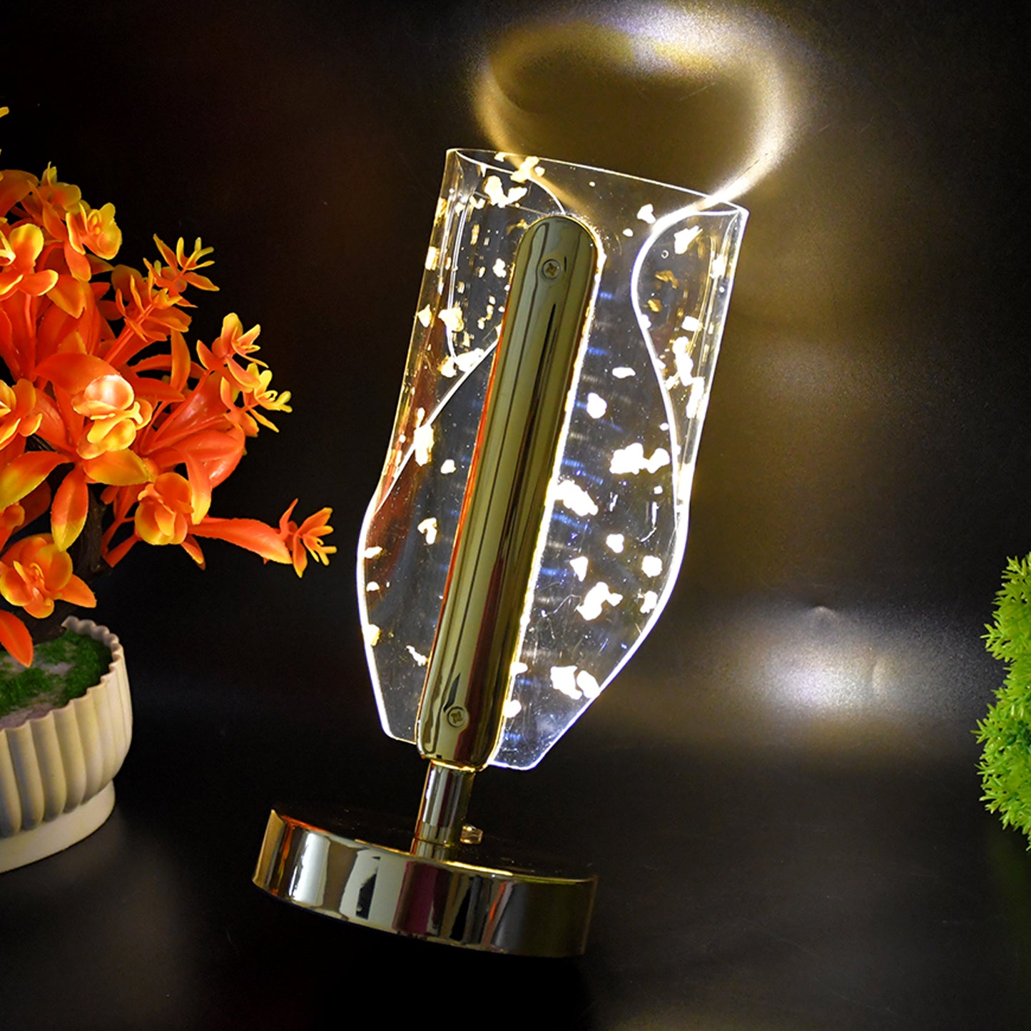 Crystal Table Lamp with Golden Leaf Design & USB Charging (1 Pc) - Happy Price - Image 6