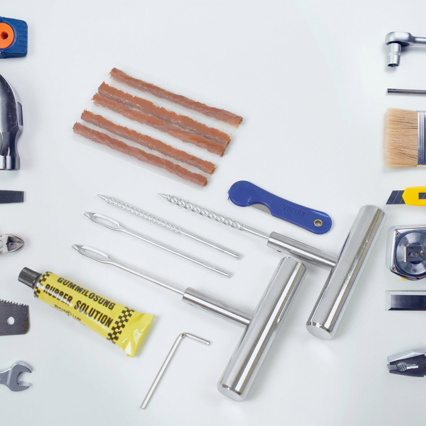 Portable Tire Repair Kit Tyre Repairing Tool Set With Box (13 Pcs Set) - Happy Price - Image 5