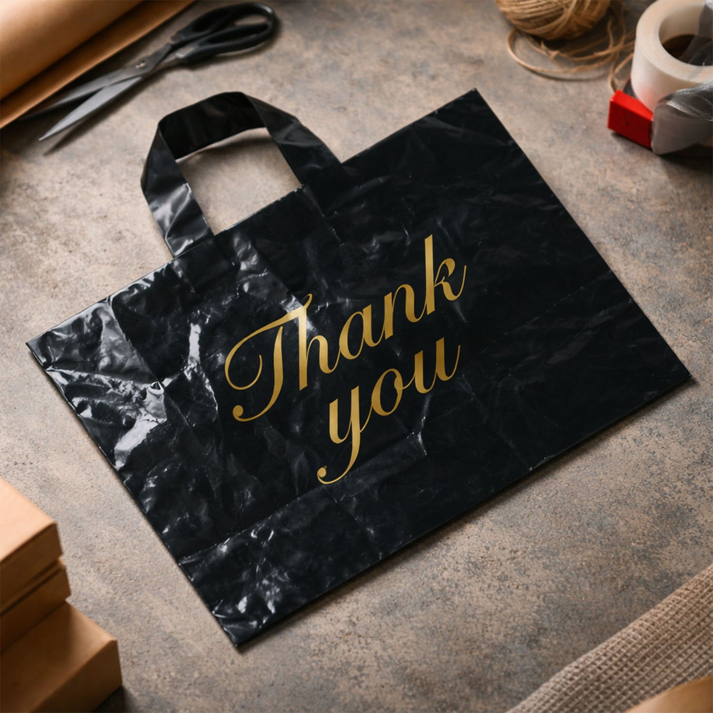Black Thank You Printed Carry Bags - Set of 4 Mixed Sizes - Happy Price - Image 6