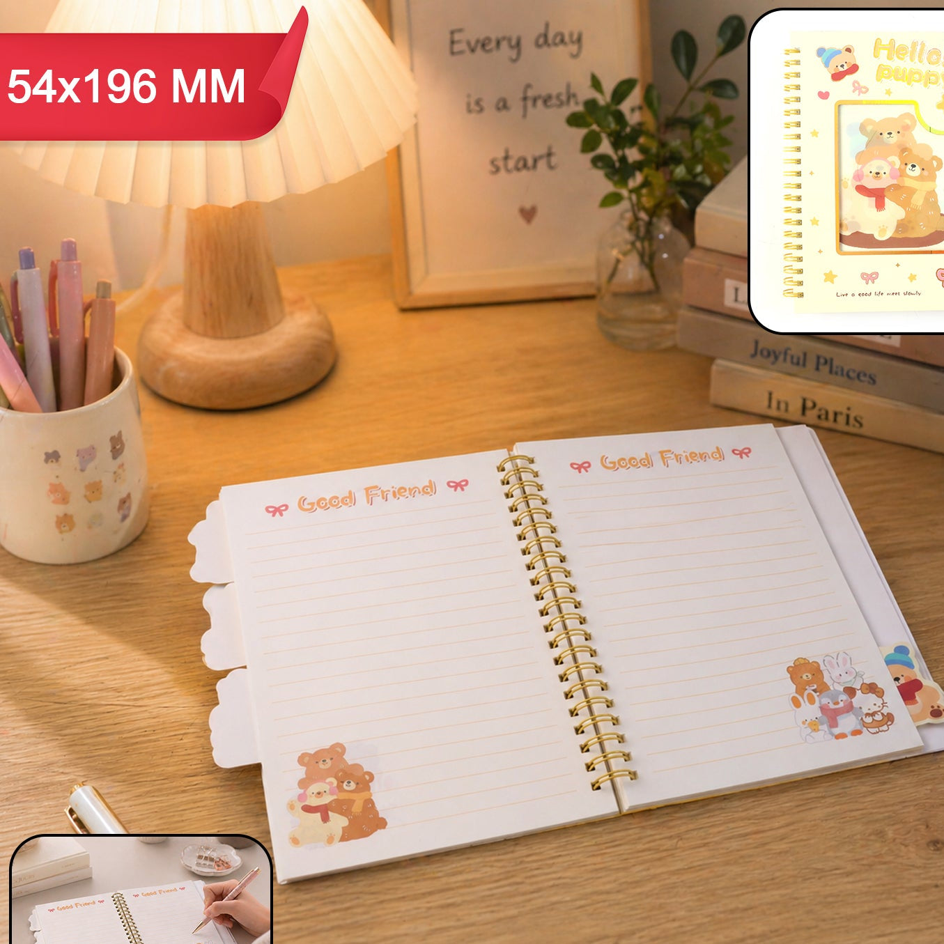 Cute Cartoon Printed Spiral Diary Notebook (54x196 Mm)