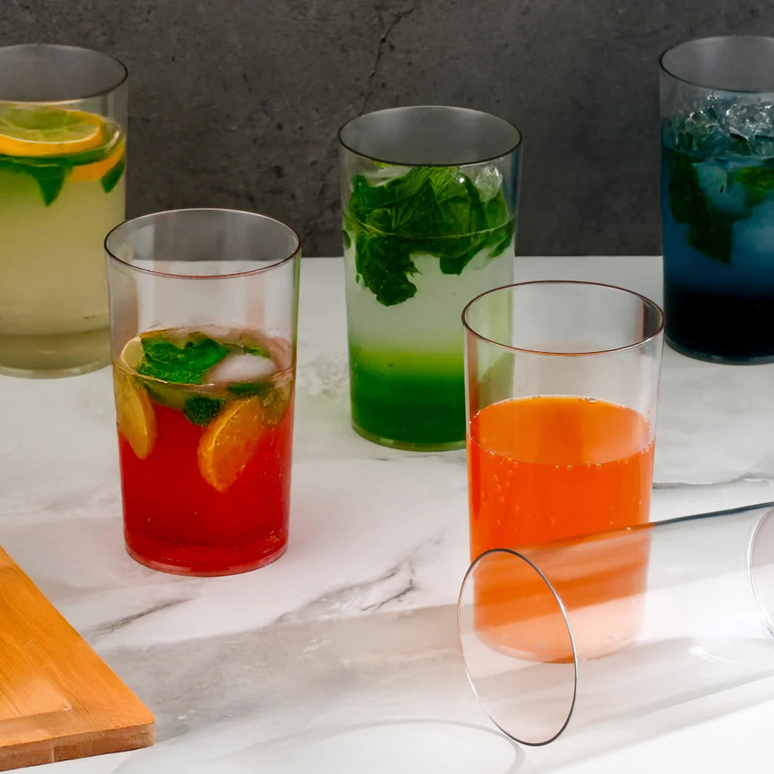 Round Clear Plastic Water Glass Juice Beer Wine Plastic Unbreakable Transparent Glass Set ( 300ml 6pc ) - Happy Price - Image 5