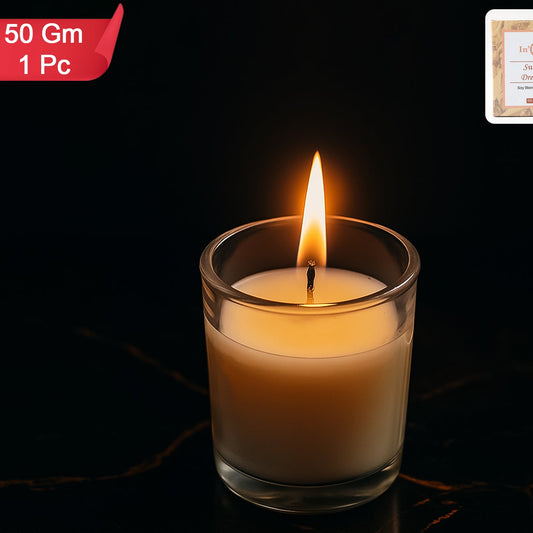 Sweet Dreams Scented Soy Blend Votive Candle in Glass Jar (50 Gm) - Happy Price - Image 1