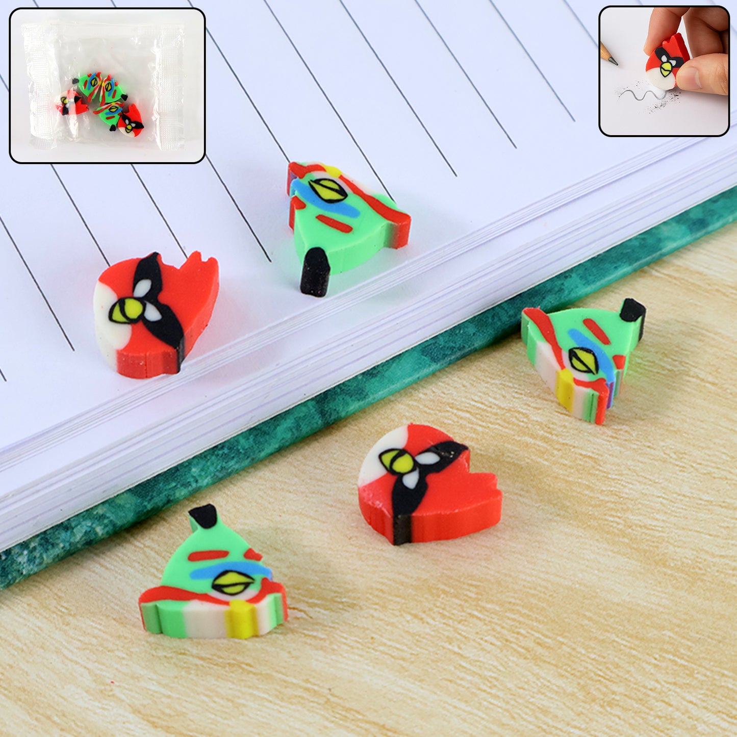 Mini Cartoon Erasers - 5 Pc Set, Fun Shapes for Kids - Happy Price - Image 7