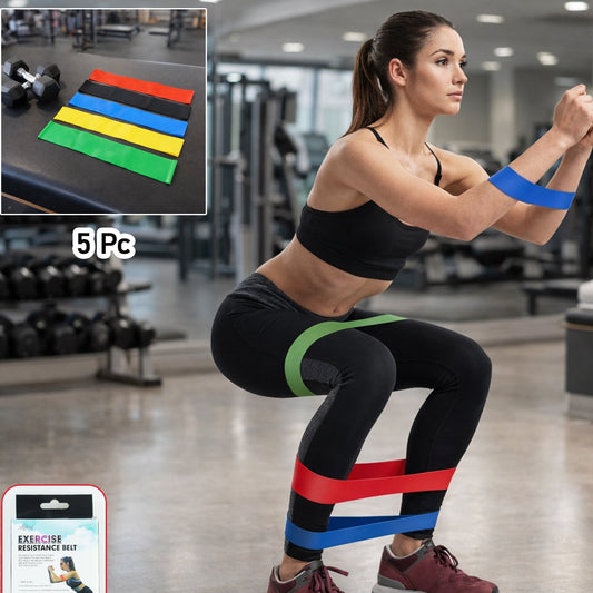 Premium Elastic Resistance Exercise Bands  Belt Set (5 Pc)