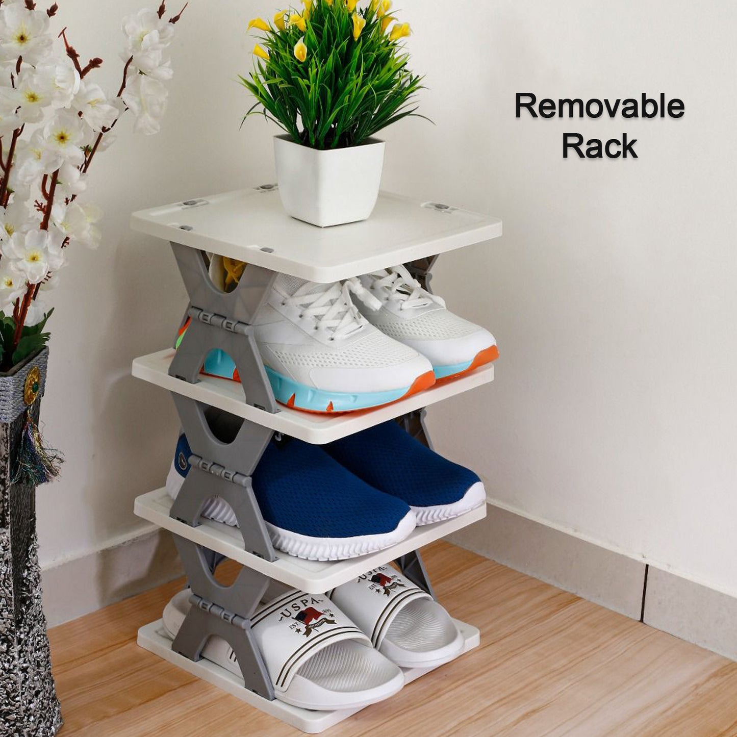 Smart Shoe Rack With 6 Layer Shoes Stand Multifunctional Entryway Foldable  Collapsible Door Shoe Rack Free Standing Heavy Duty Plastic Shoe Shelf Storage Organizer Narrow Footwear Home - Happy Price - Image 2