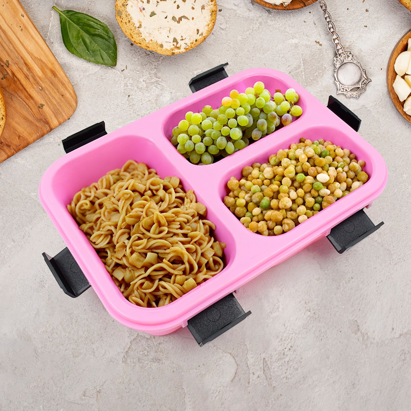 Plastic 3 Compartment Insulated Lunch Box Lunch Box (1 Pc) - Happy Price - Image 5